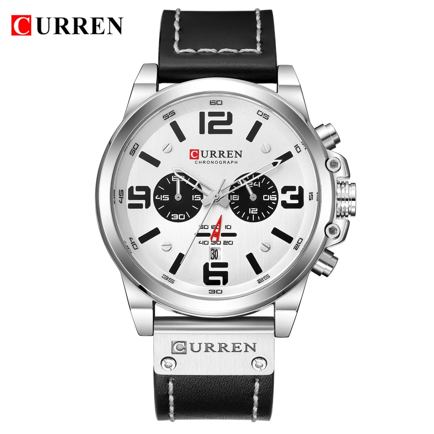 CURREN Men's Luxury Sport Chronograph Watch – Waterproof, Military, Genuine Leather, Quartz