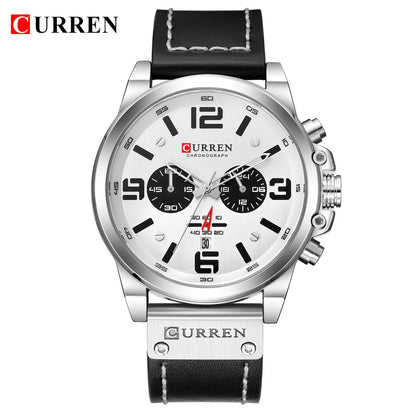 CURREN Men's Luxury Sport Chronograph Watch – Waterproof, Military, Genuine Leather, Quartz