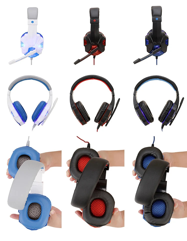 LED Gaming Headset with Microphone – Wired, Bass Stereo for PC, PS4, PS5 & Xbox