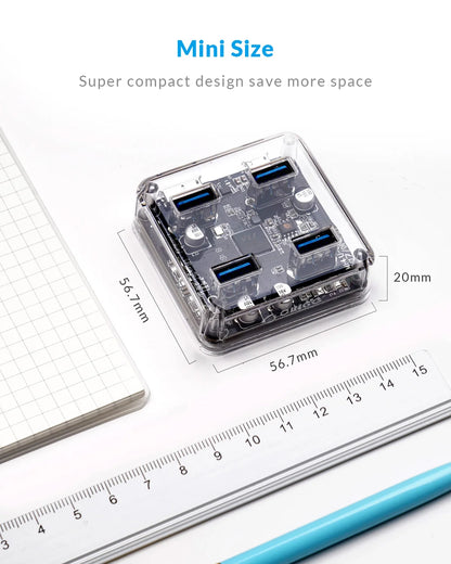 ORICO USB 3.0 Hub – 4 & 7 Port Splitter, Ultra-Slim, OTG, 5Gbps | MacBook & PC Compatible