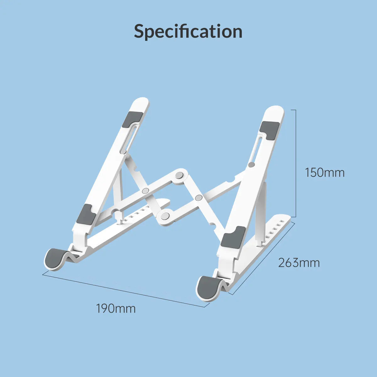 ORICO Foldable Laptop Stand – 7-Angle Adjustable 15°-45°, Carbon Steel, for MacBook & Tablets