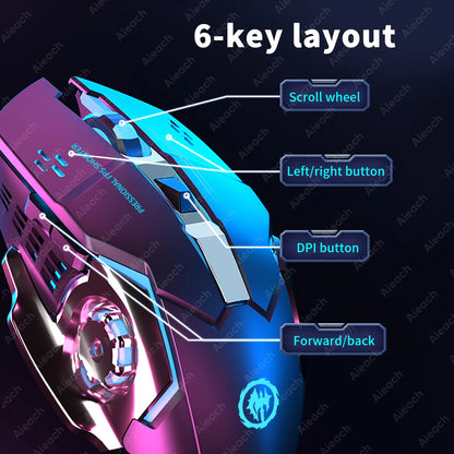 AIEACH Bluetooth Wireless Gaming Mouse – Rechargeable, RGB Backlight, E-Sports Style for PC