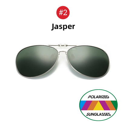 VIVIBEE oversized pilot flip-up clip-on sunglasses with polarized lenses, stylish eyewear accessory by R.E.D. Shopping.