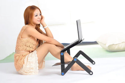 Adjustable Laptop Desk Stand with Cooling Fan – Ergonomic Lapdesk for Bed & Sofa