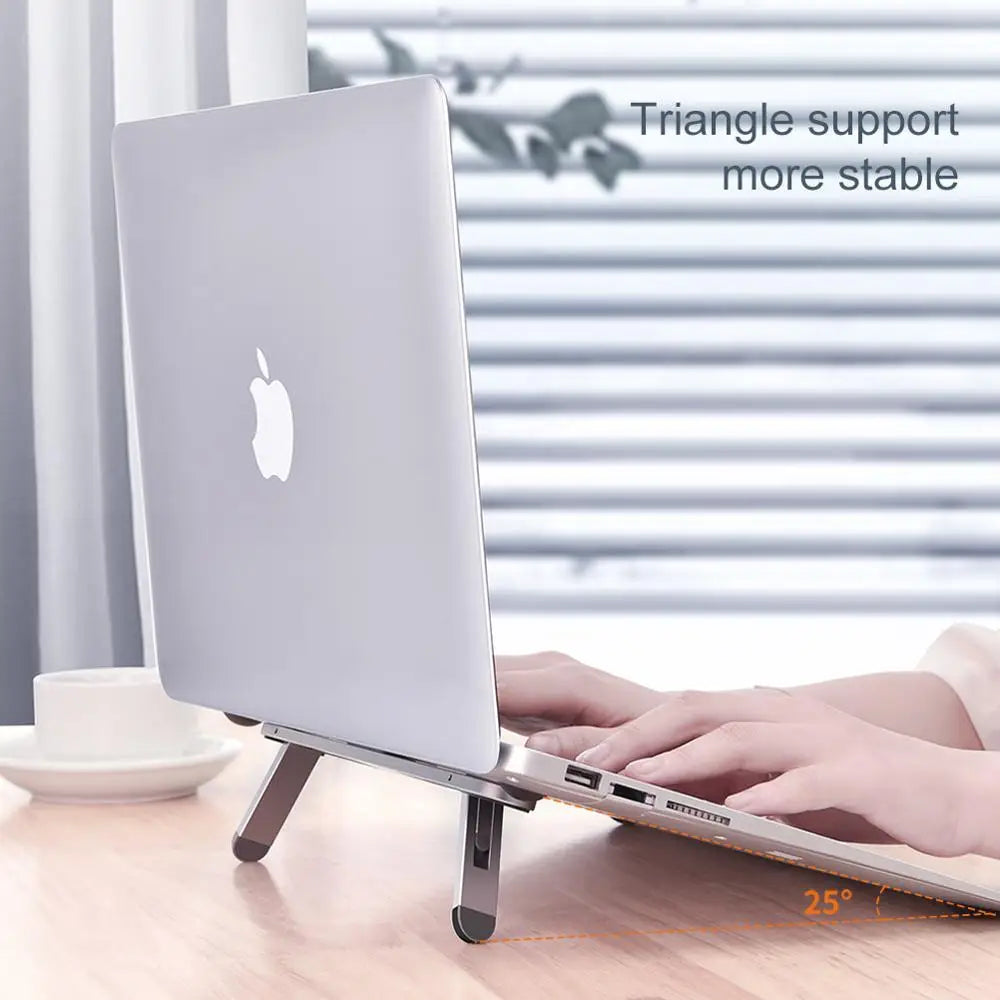 Oatsbasf Laptop Stand – Foldable Mini Riser, Cooling Mount for MacBook Air/Pro, iPad, Dell, Lenovo, Xiaomi