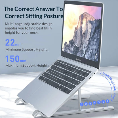 ORICO Foldable Laptop Stand – 7-Angle Adjustable 15°-45°, Carbon Steel, for MacBook & Tablets