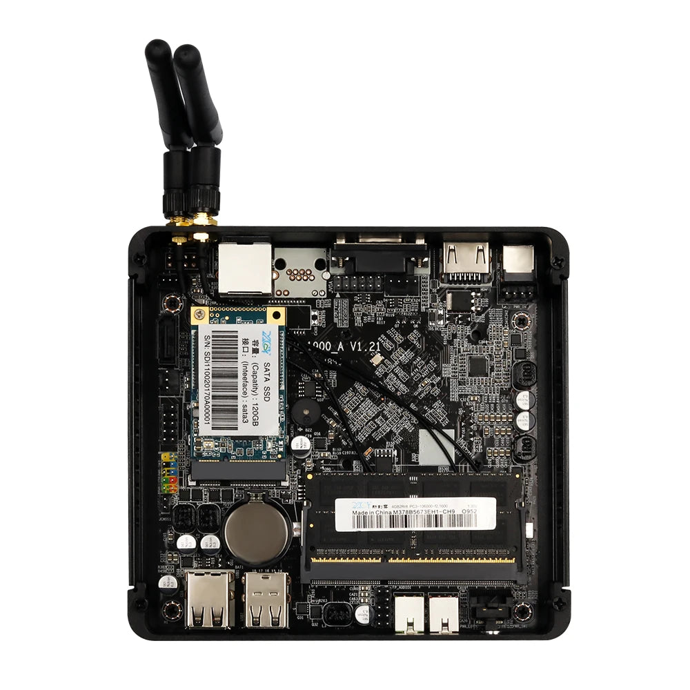 XCY Fanless Mini PC – Intel Celeron J1900, Quad-Core, Gigabit Ethernet, HDMI, VGA, WiFi, Windows/Linux
