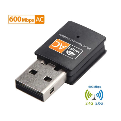 USB WiFi Adapter 600Mbps | Dual Band 2.4G+5G | AC600 Wireless Dongle for PC & Laptop | Windows & Mac