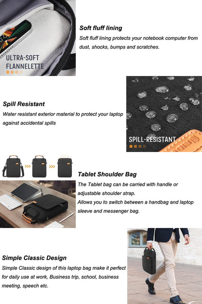 NIDOO Laptop Bag Sleeve – MacBook Air/Pro 13 M1, iPad Pro 12.9, Waterproof Shoulder Briefcase
