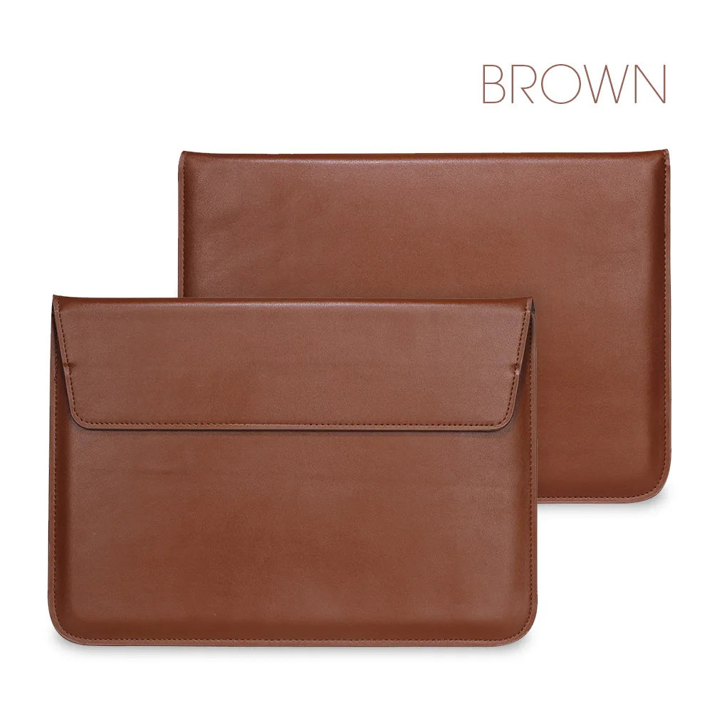 PU Leather Laptop Sleeve Case – 11" to 16.2" | MacBook Air Pro, Notebook Bag | Multiple Colors