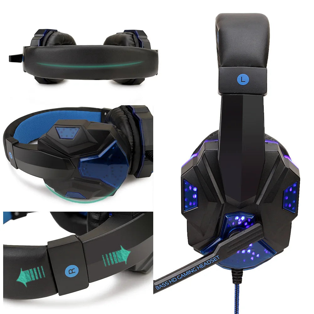 LED Gaming Headset with Microphone – Wired, Bass Stereo for PC, PS4, PS5 & Xbox