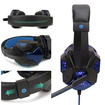 LED Gaming Headset with Microphone – Wired, Bass Stereo for PC, PS4, PS5 & Xbox