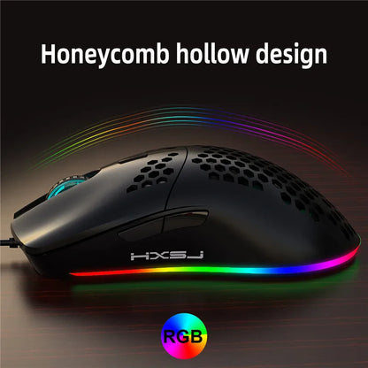 Wireless gaming mouse by R.E.D. Shopping with RGB lighting, honeycomb design, 6400 DPI, macro programming for computer and laptop use