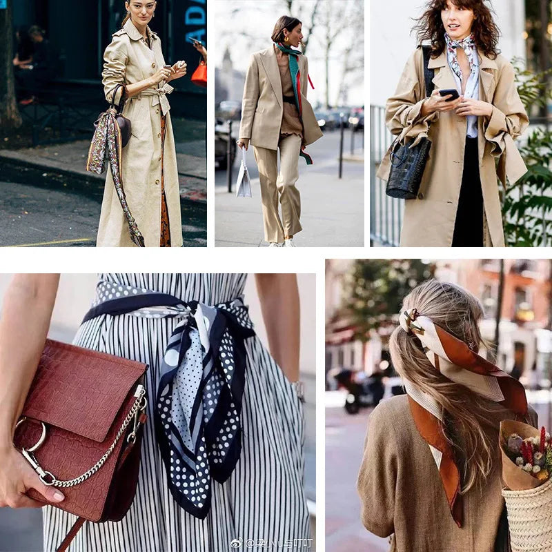 Red square silk scarf from R.E.D. Shopping, stylish accessory for hairbands and neck shawl styling.