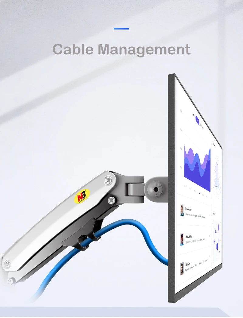 NB H180 Double monitor desk Holder Arm Gas Spring Full Motion 17"-27" LCD TV Mount ergonomic dual arm clamp bracket 2-9kgs each