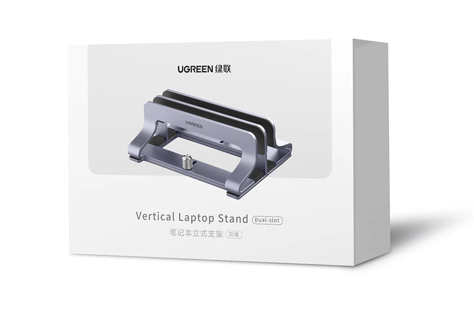 UGREEN Vertical Laptop Stand – Aluminum, Foldable, 1/2/3 Slots for MacBook Air, Pro & Tablets