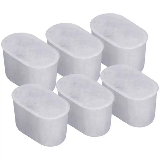 Six activated carbon coffee machine water filter cores for coffee maker, designed to improve water quality and flavor.