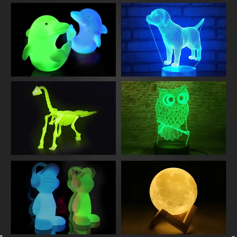 Glow-in-the-Dark PLA Filament – Luminous Purple, Green, Blue & Rainbow, 1.75mm for 3D Printers