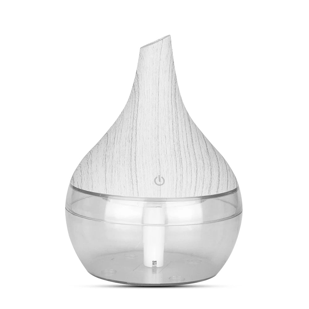 300ml Ultrasonic Humidifier & Aroma Diffuser | Essential Oil | Cool Mist | 7-Color LED | Wood Grain | Home & Office