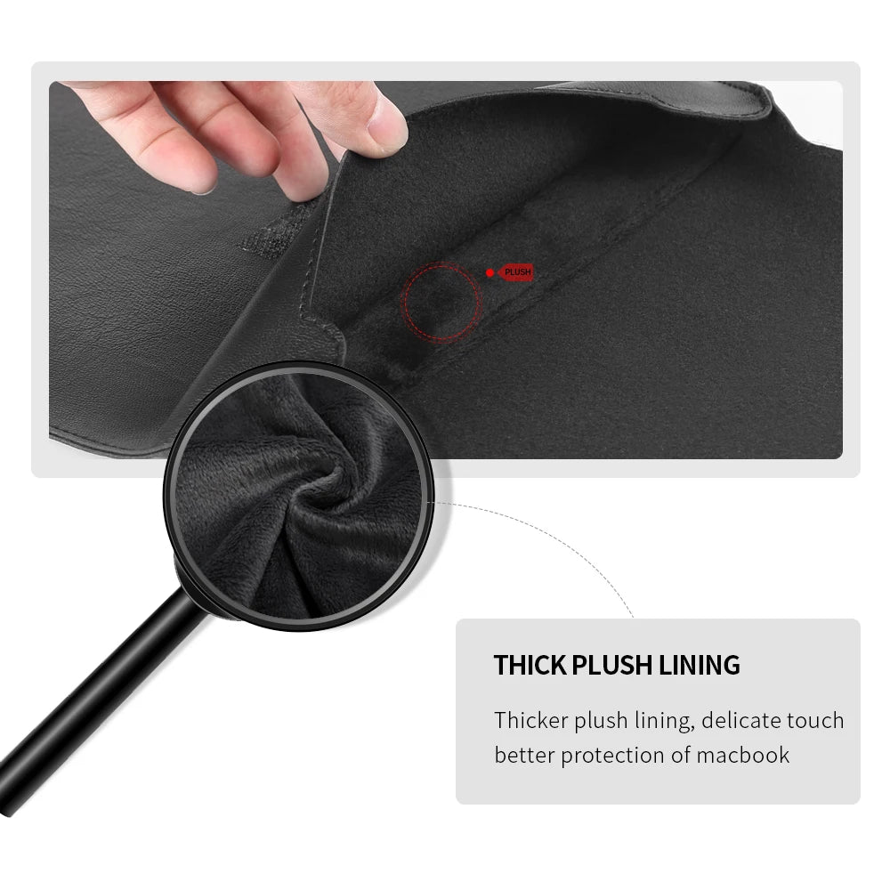 Laptop Sleeve Bag for MacBook Air 13 M4/M3/M2/M1, Pro 13/14/16, Huawei, ASUS, Dell – 11–16", PU Leather