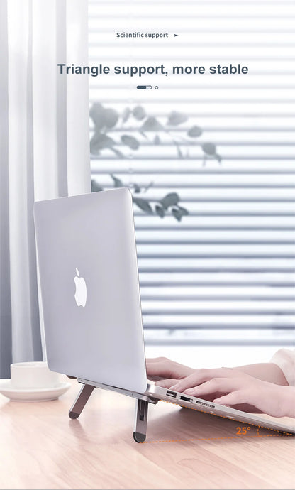 Oatsbasf Laptop Stand – Foldable Mini Riser, Cooling Mount for MacBook Air/Pro, iPad, Dell, Lenovo, Xiaomi