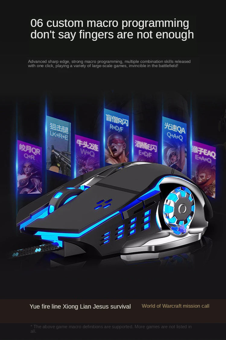 YTOM Viper Q5 Wired Gaming Mouse – 6 Buttons, 4-Grade DPI 1200–3200, Ambidextrous, CE Certified