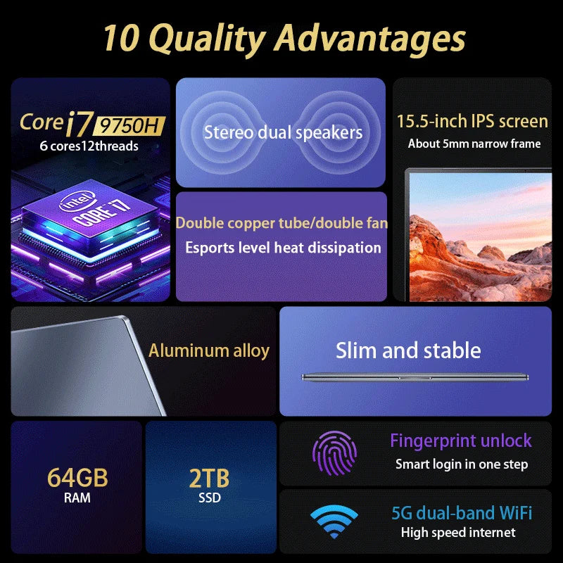 GPD 15.6" Ultrabook – Intel Core i7/i9, up to 32GB DDR4, 2TB SSD, Fingerprint, Windows 11