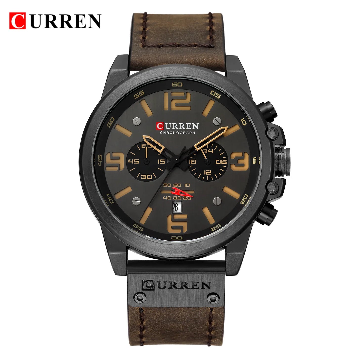 CURREN Men's Luxury Sport Chronograph Watch – Waterproof, Military, Genuine Leather, Quartz