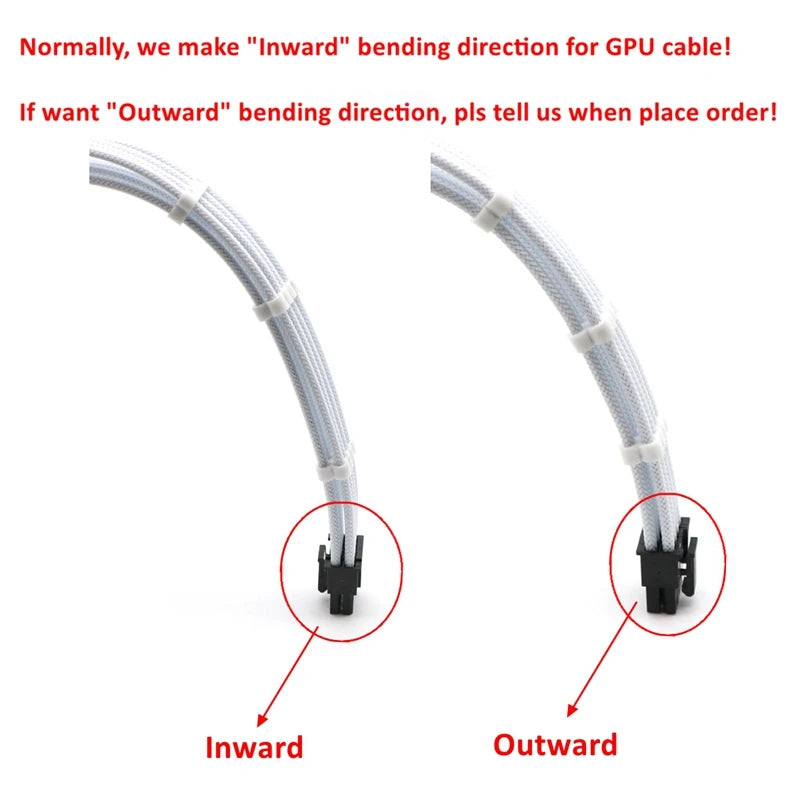 ATX Power Extension Cable Kit – 180° Sleeved, 24-Pin, CPU 4+4 Pin, GPU 6+2 Pin, 30cm, Custom Color
