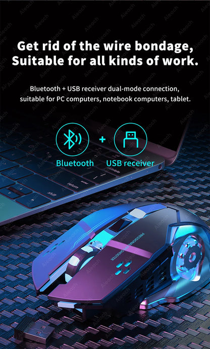 AIEACH Bluetooth Wireless Gaming Mouse – Rechargeable, RGB Backlight, E-Sports Style for PC