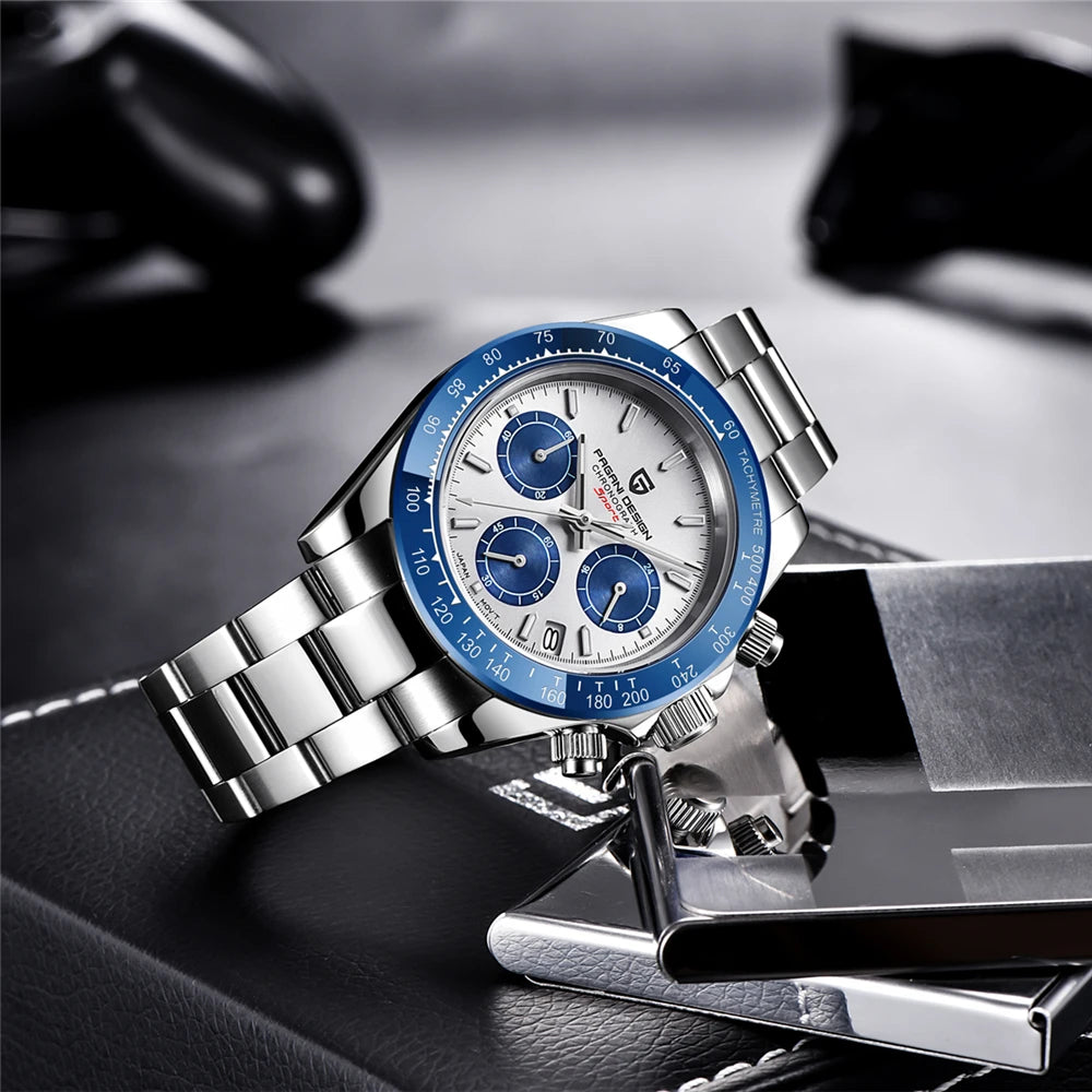 PAGANI DESIGN PD1644 Men's Quartz Chronograph Watch – Sapphire Crystal, 100M Water Resistant