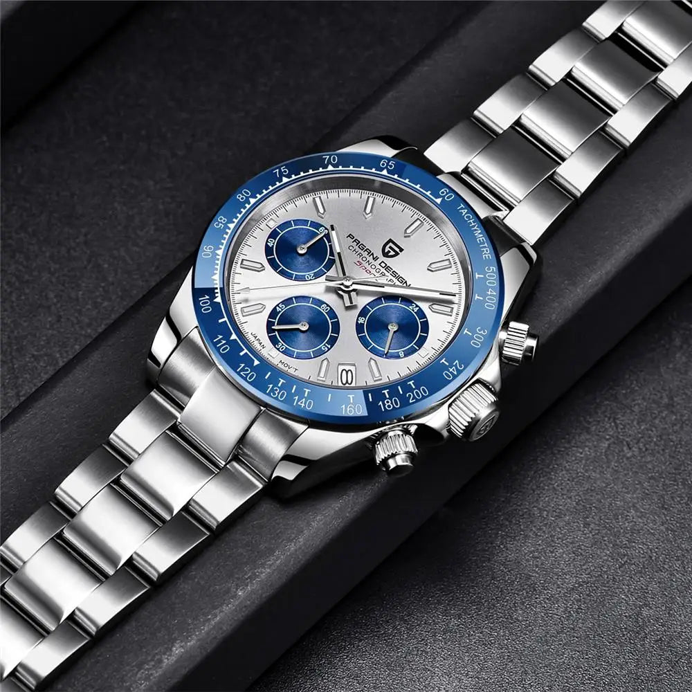 PAGANI DESIGN PD1644 Men's Quartz Chronograph Watch – Sapphire Crystal, 100M Water Resistant