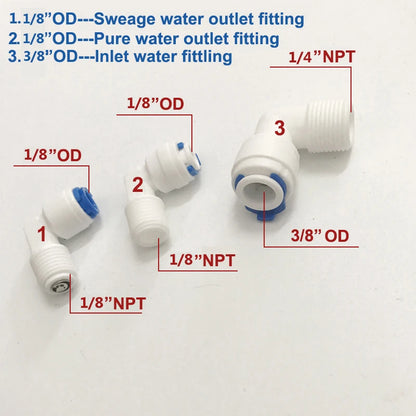 3012 RO Membrane Housing for 400/600GPD Reverse Osmosis Systems – Complete Fittings