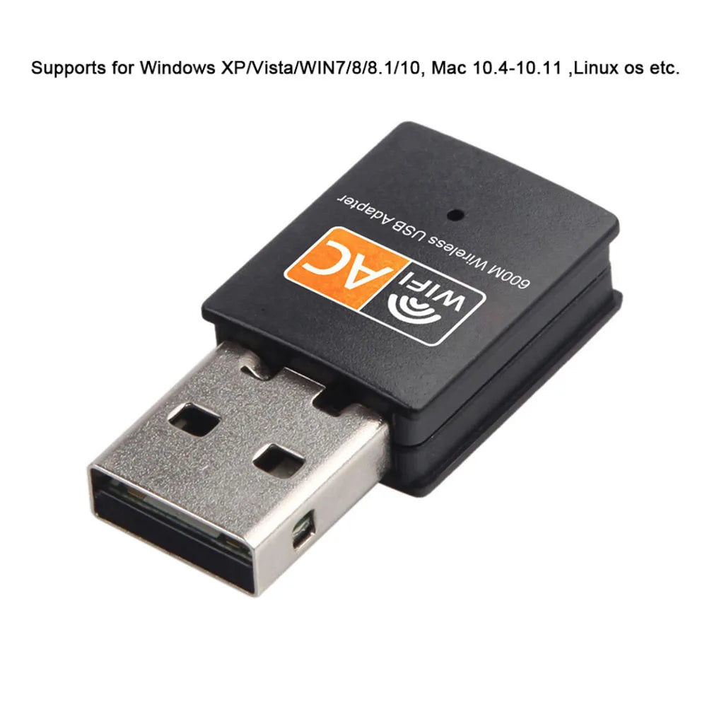 USB WiFi Adapter 600Mbps | Dual Band 2.4G+5G | AC600 Wireless Dongle for PC & Laptop | Windows & Mac