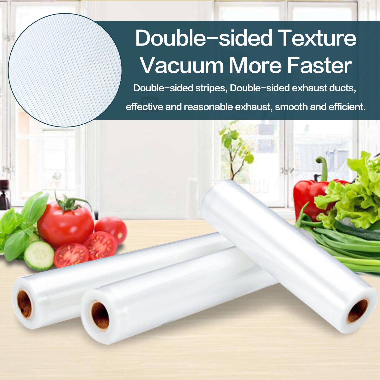 SEATAO vacuum food storage bags for vacuum sealer, long-lasting, 12-28cm rolls, ideal for keeping food fresh.