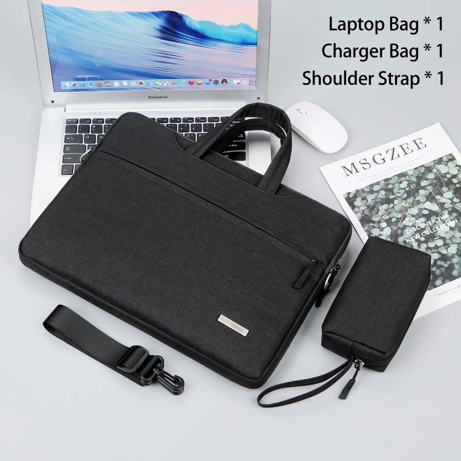 Laptop Shoulder Bag & Sleeve 12–15.6" — Briefcase for MacBook Air/Pro, Lenovo, Dell, Huawei