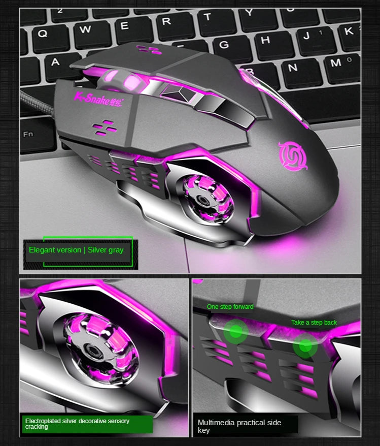 YTOM Viper Q5 Wired Gaming Mouse – 6 Buttons, 4-Grade DPI 1200–3200, Ambidextrous, CE Certified