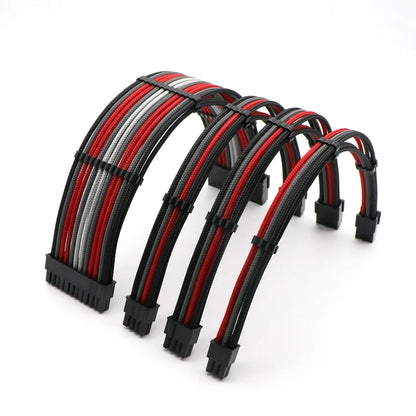 Unyisi Sleeved ATX Power Extension Cable Kit – 24Pin, CPU 4+4Pin, GPU 6+2Pin, 30cm