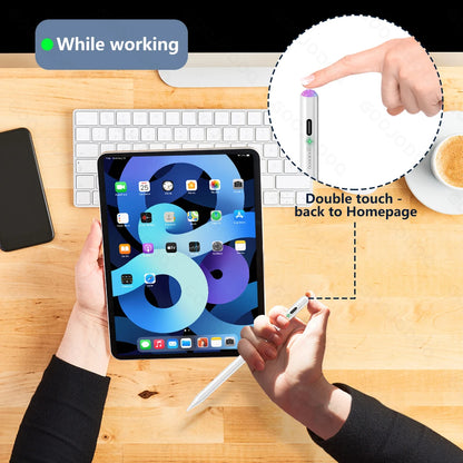GOOJODOQ Bluetooth Stylus Pen for iPad | Apple Pencil 1 & 2 Compatible | Pro 11/12.9, Air 4/5, 2018–2023 | White / With Cover