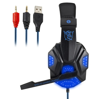 LED Gaming Headset with Microphone – Wired, Bass Stereo for PC, PS4, PS5 & Xbox