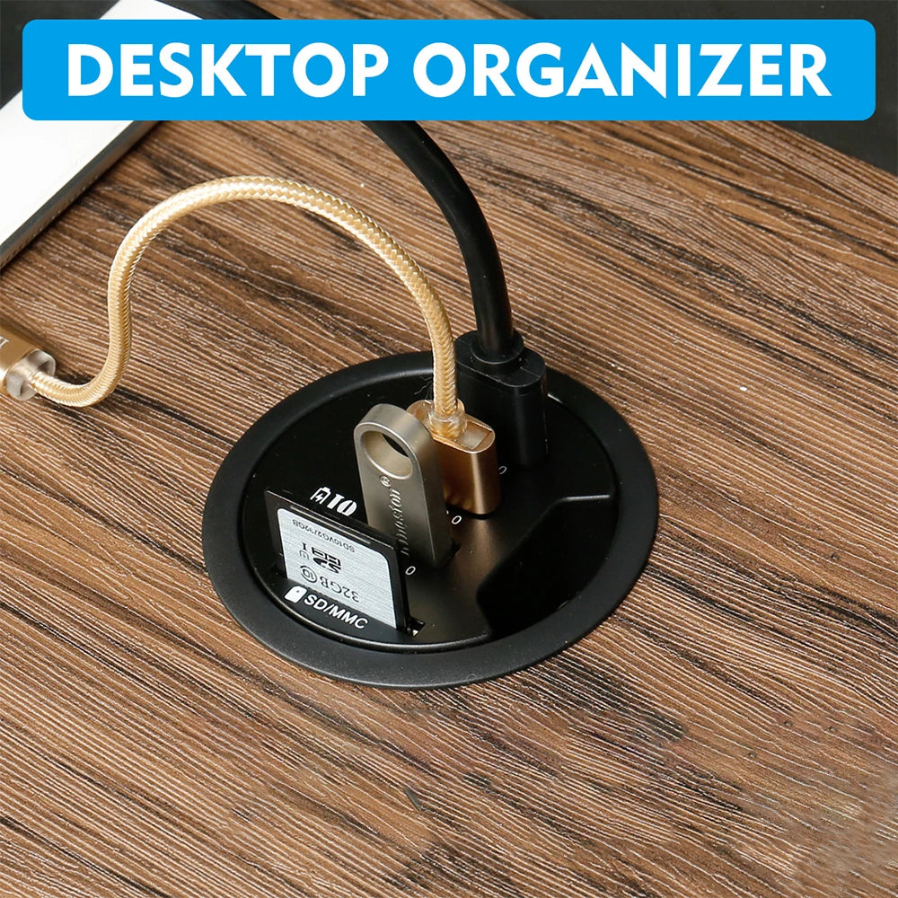 OllyMurs USB 3.0 Desk Hub – 5-in-1, SD/TF, Type-C, 80cm Cable, Desktop Mount