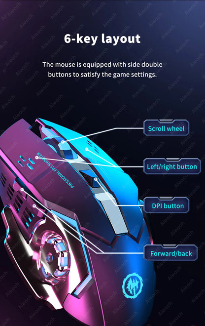 AIEACH Bluetooth Wireless Gaming Mouse – Rechargeable, RGB Backlight, E-Sports Style for PC