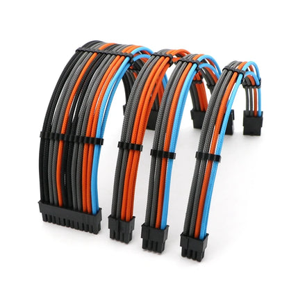 Unyisi Sleeved ATX Power Extension Cable Kit – 24Pin, CPU 4+4Pin, GPU 6+2Pin, 30cm
