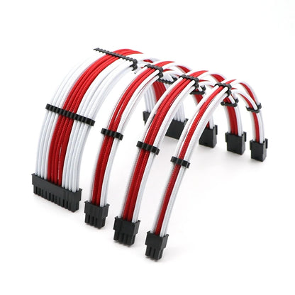 ATX Power Extension Cable Kit – 180° Sleeved, 24-Pin, CPU 4+4 Pin, GPU 6+2 Pin, 30cm, Custom Color