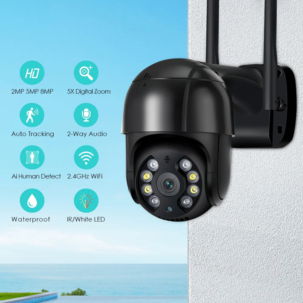 8MP 4K PTZ WiFi IP Camera – Auto Tracking, Speed Dome, Outdoor Smart Surveillance (ICSEE)
