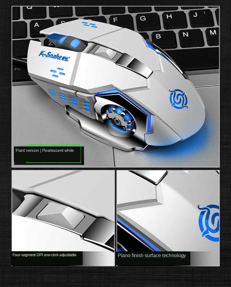 YTOM Viper Q5 Wired Gaming Mouse – 6 Buttons, 4-Grade DPI 1200–3200, Ambidextrous, CE Certified