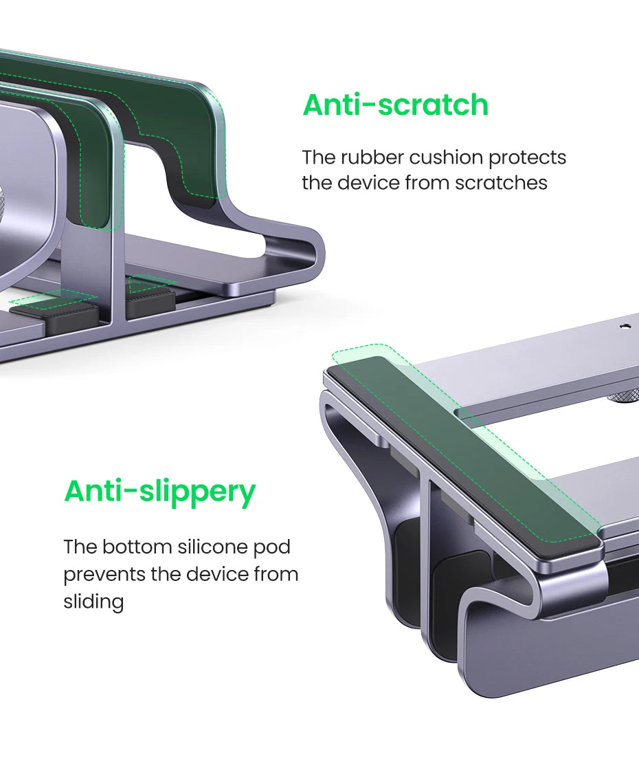 UGREEN Vertical Laptop Stand – Aluminum, Foldable, 1/2/3 Slots for MacBook Air, Pro & Tablets