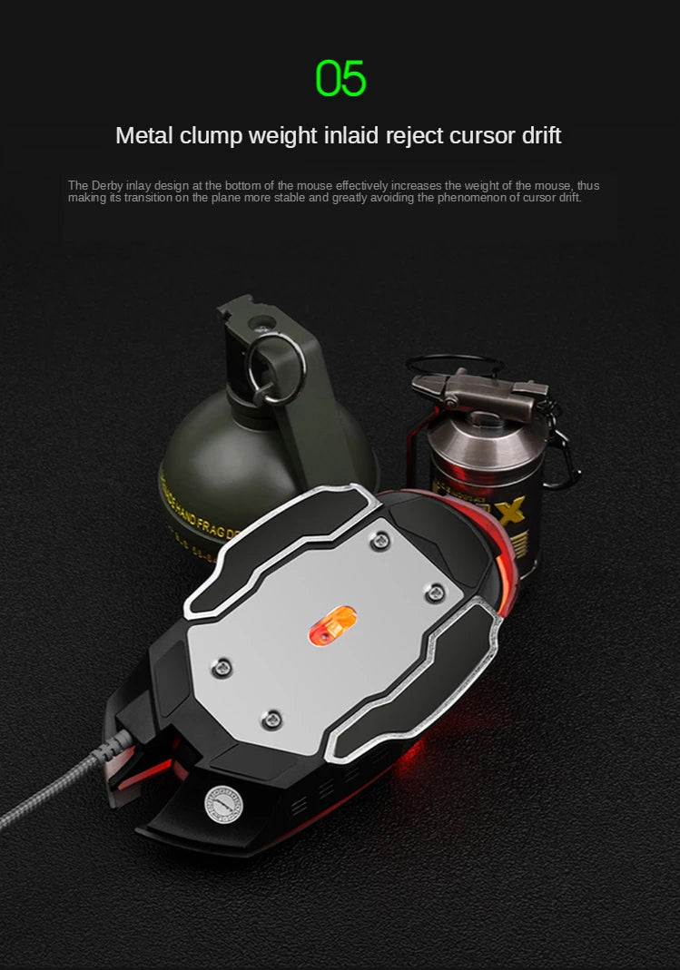 YTOM Viper Q5 Wired Gaming Mouse – 6 Buttons, 4-Grade DPI 1200–3200, Ambidextrous, CE Certified