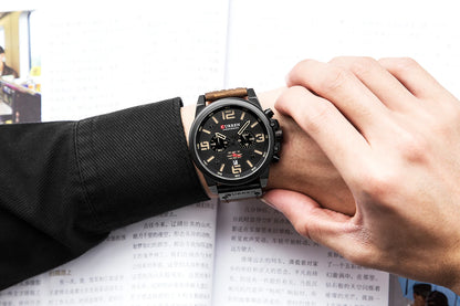 CURREN Men's Luxury Sport Chronograph Watch – Waterproof, Military, Genuine Leather, Quartz