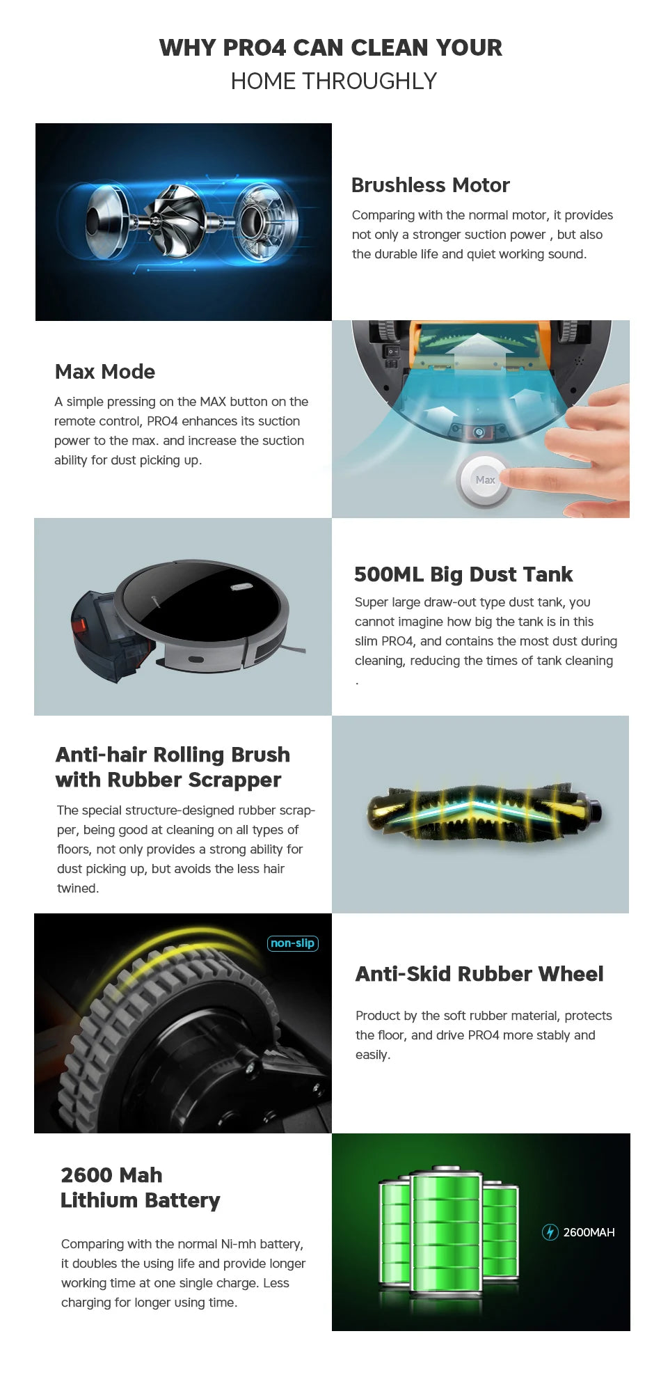 Intelligent Robot Vacuum Cleaner – Large Tank, 5 Modes, 3 Filters, OBS Sensor | Pet Hair & Carpet | Vancostar